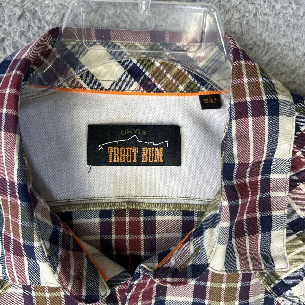 Orvis‎ Trout Bum Shirt Mens Mens Large Red Green Plaid Flannel Button Up - Picture 5 of 9
